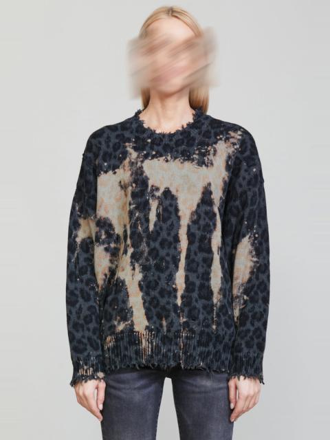 R13 BLEACHED CHARCOAL LEOPARD OVERSIZED SWEATER
