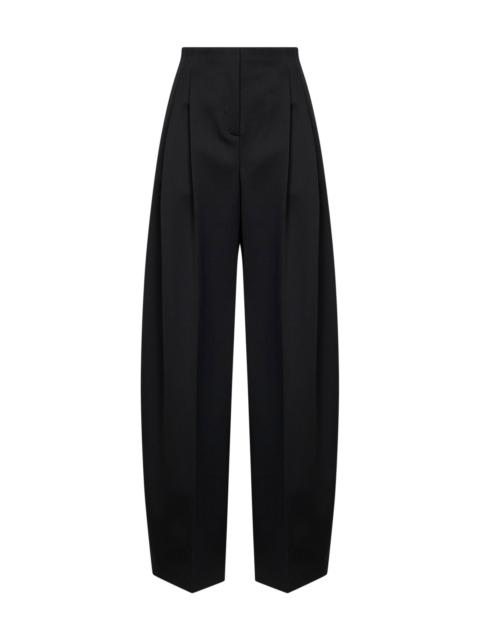 MUGLER Black wool wide leg pleated trousers