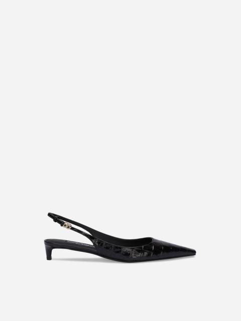 Dolce & Gabbana Crocodile-print calfskin slingbacks