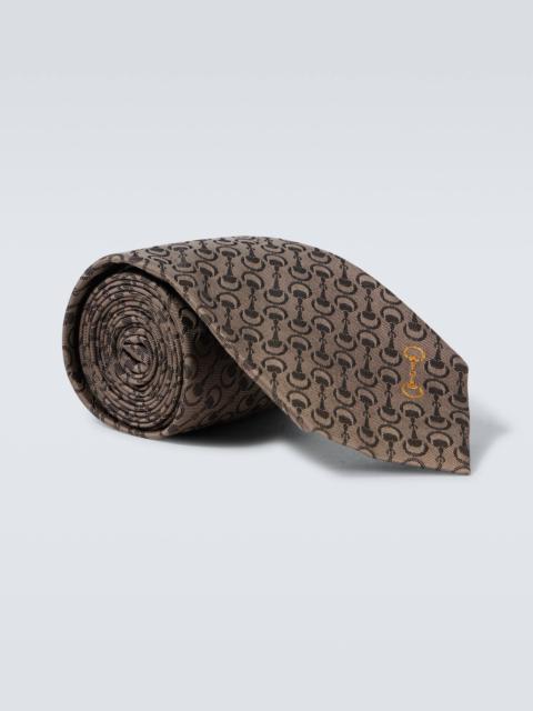 GUCCI Horsebit silk jacquard tie