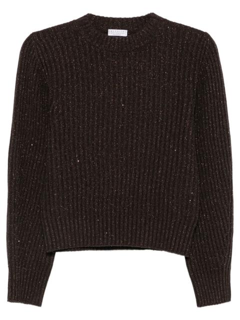 Brunello Cucinelli SWEATER SPARKLING & DAZZLING IN CASHMERE AND WOOL RIBBED