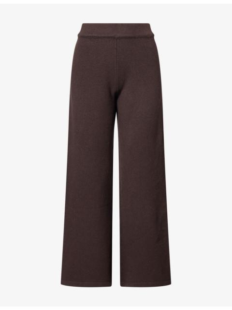 ADANOLA Logo-Embroidered Wide-Leg Knitted Jogging Bottoms