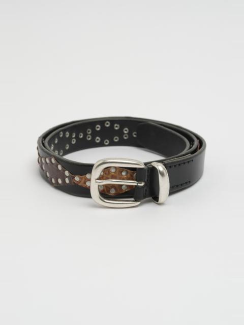 3 CM Patched Belt Black Bridle Leather