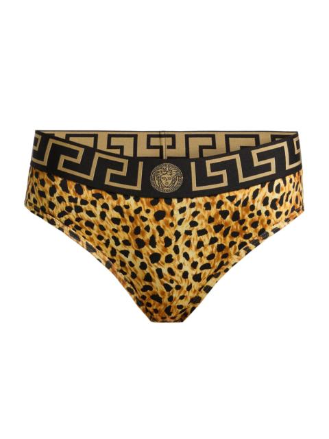 VERSACE Women's Cheetah-Print Stretch-Cotton Jersey Underwear - Neutral