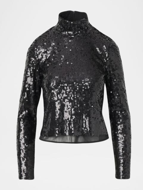 rag & bone Lucy Sequined Turtleneck Top