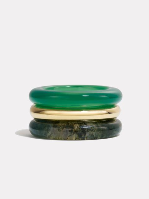 By Pariah Stack_Stone Trilogy Gold Stack | Moss Agate & Green Chalcedony