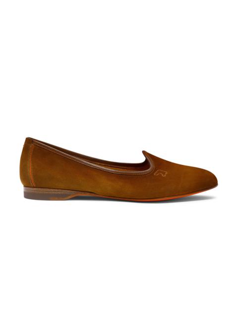 Santoni Women's brown suede loafer