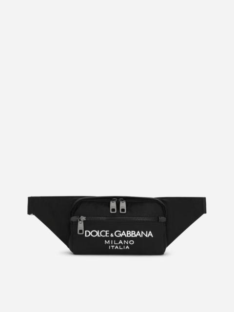 Dolce & Gabbana Small nylon belt bag with rubberized logo