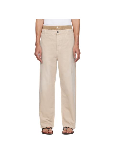 Marni Beige Layered Waistband Trousers