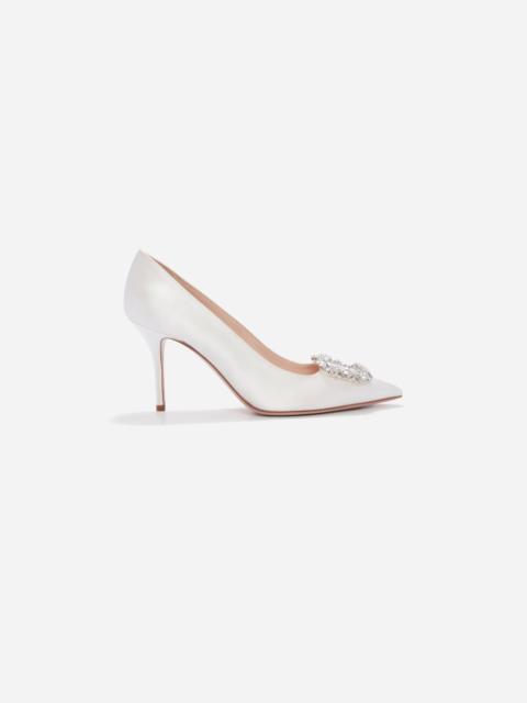 EMILIA WICKSTEAD Sophia Shoe With Firework Buckle In Ivory Satin