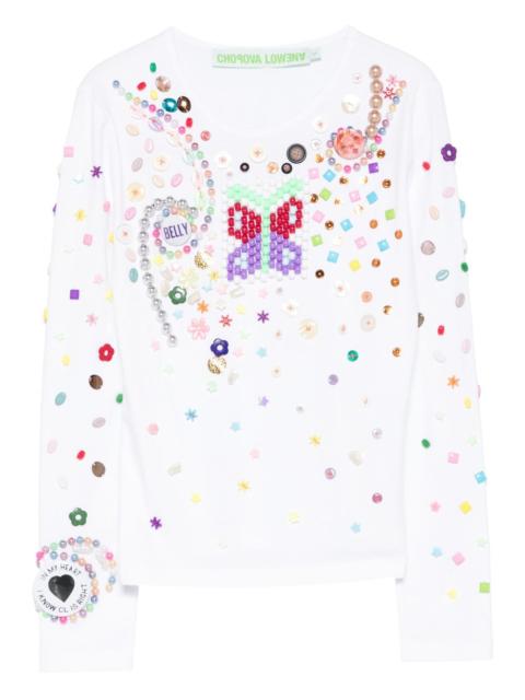 Chopova Lowena bead-embellished long-sleeve T-shirt