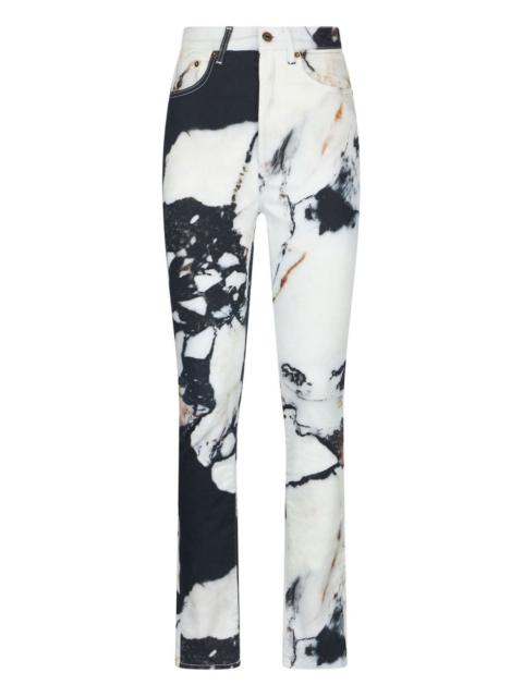 Roberto Cavalli marble-print skinny trousers