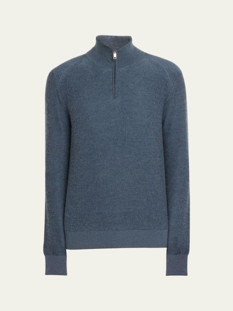 Brioni Men's Cashmere-Wool Quarter-Zip Sweater