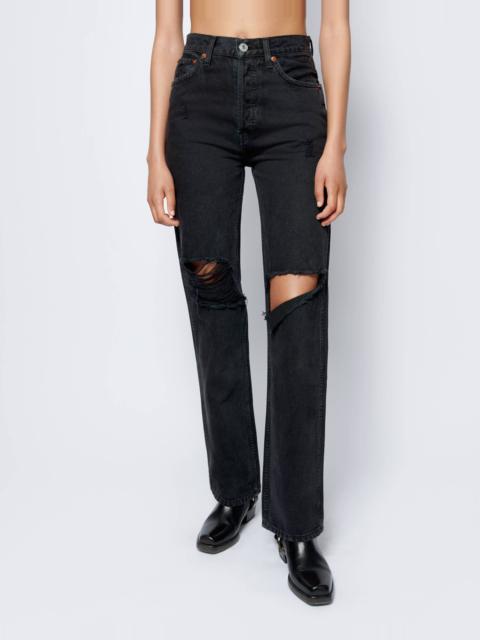RE/DONE High Rise Loose - Washed Black with Rips