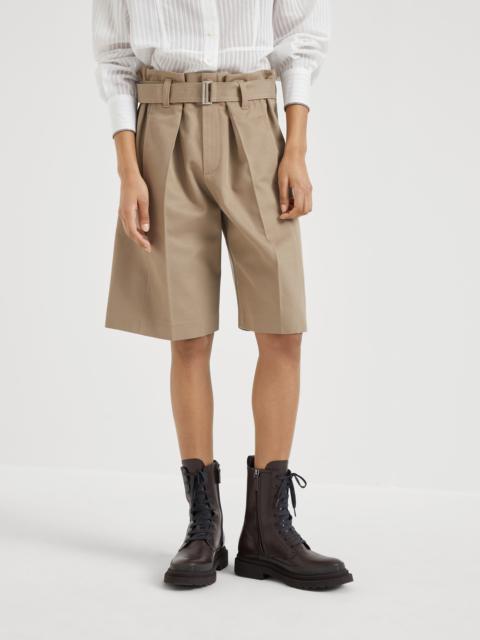 Cotton and wool cover paperbag Bermuda shorts