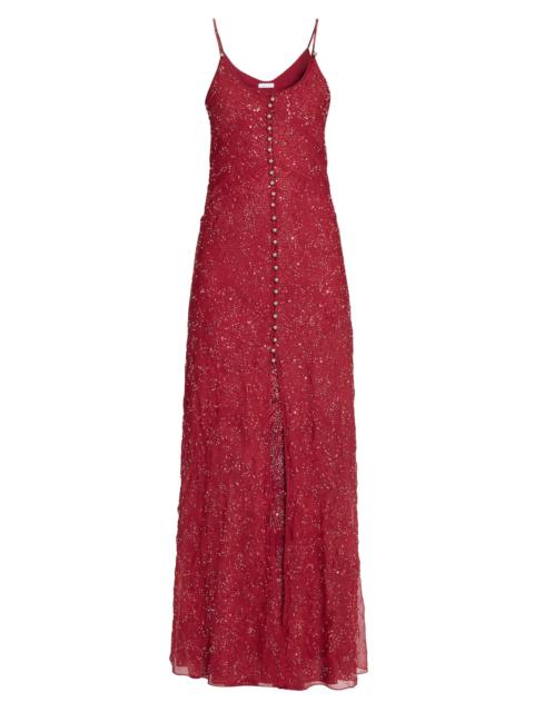 rabanne Women's Sequined Layered Maxi Dress - Red Wine