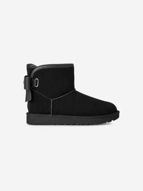 UGG ® Women's Ultra Mini Bailey Leather Bow Suede Classic Boots in Black