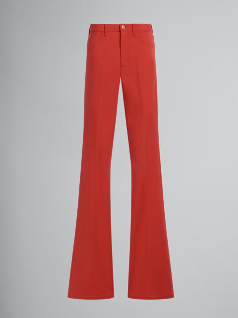 Marni RED FLARED TROUSERS IN STRETCH JERSEY
