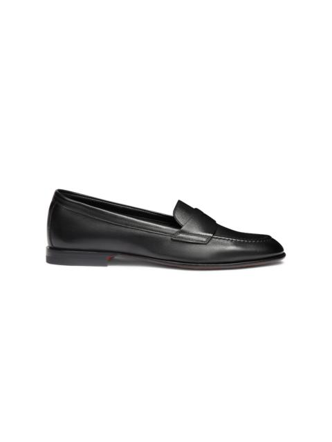 Women’s black leather penny loafer