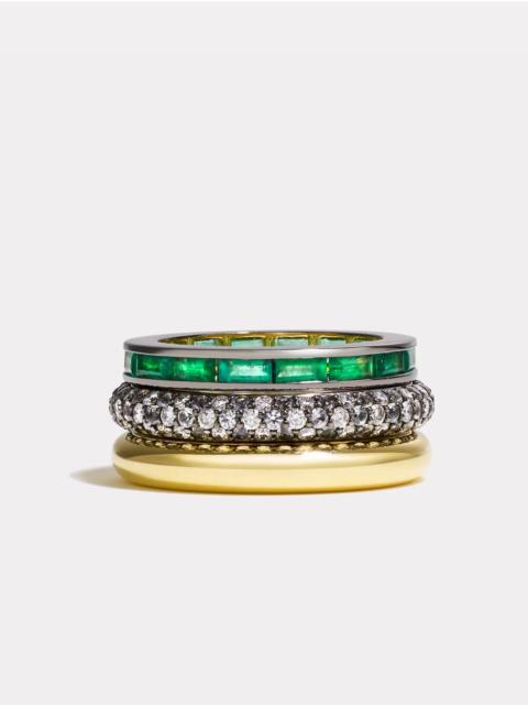 By Pariah Stack_Reverie Emerald Prism Ring Stack