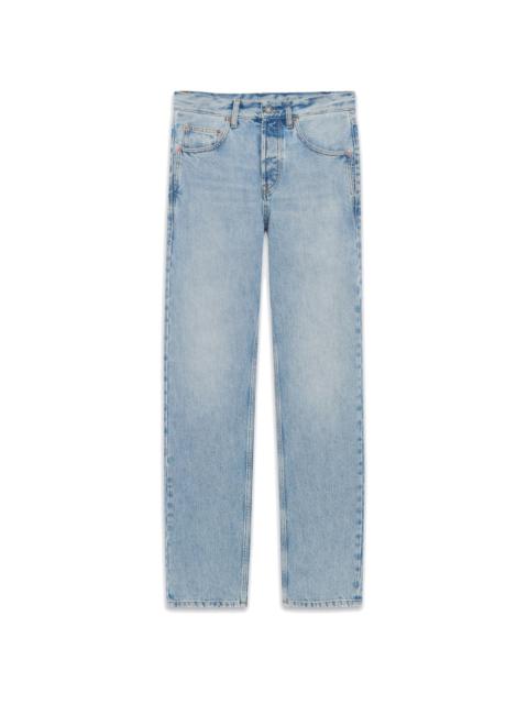 SAINT LAURENT v-waist long baggy jeans in vintage blue denim