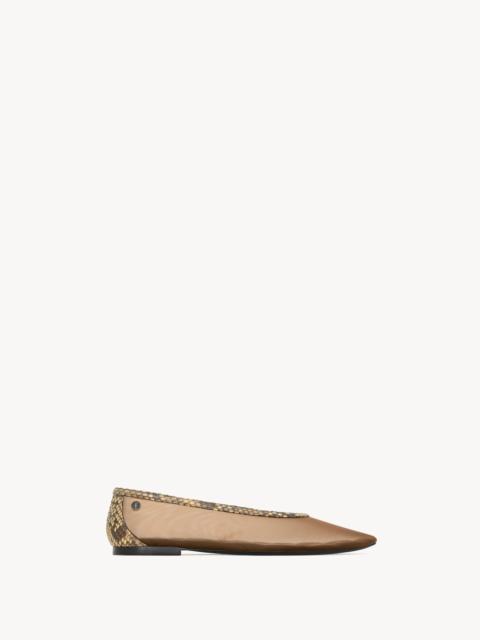 SAINT LAURENT SAO BALLERINAS IN MESH AND PYTHON