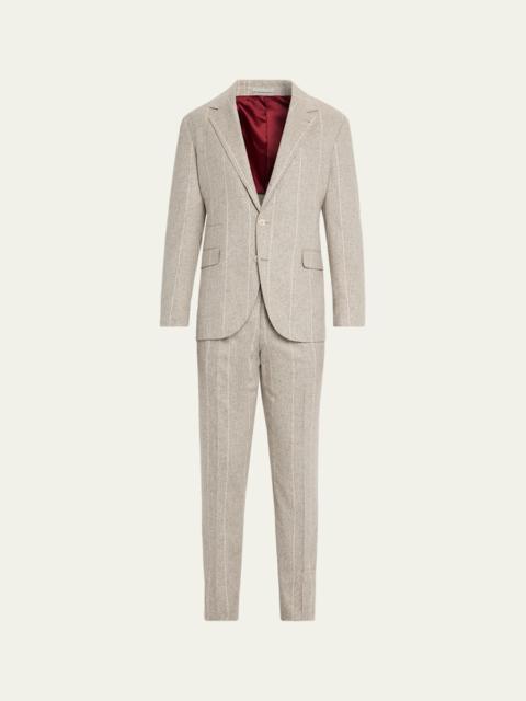 Brunello Cucinelli Men's Donegal Chalk Stripe Two-Piece Suit