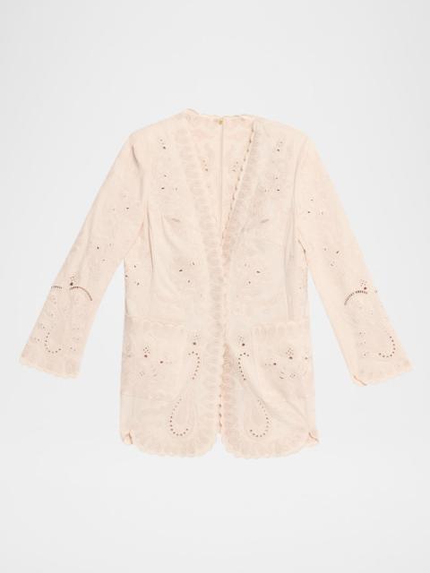KOBI HALPERIN Lace Embroidered Cotton-Linen Jacket