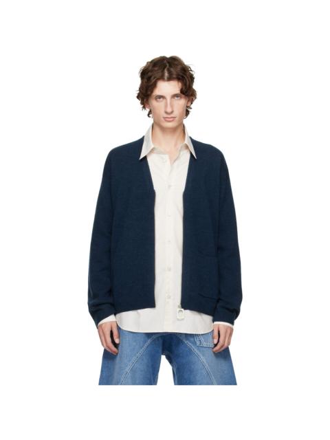 JW Anderson Navy V-Neck Zip-Up Cardigan