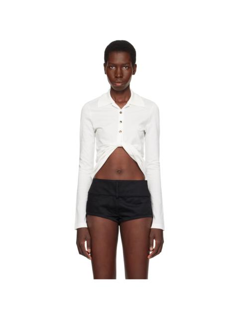 courrèges White Twist Piqué Cropped Polo