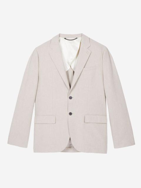 The Kooples BEIGE COTTON LINEN SUIT JACKET