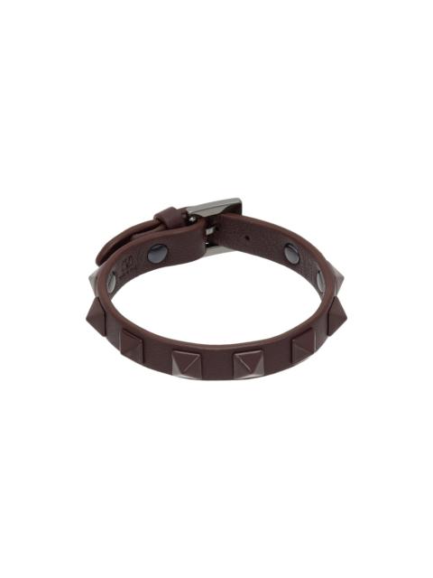 Burgundy Rockstud Leather Bracelet