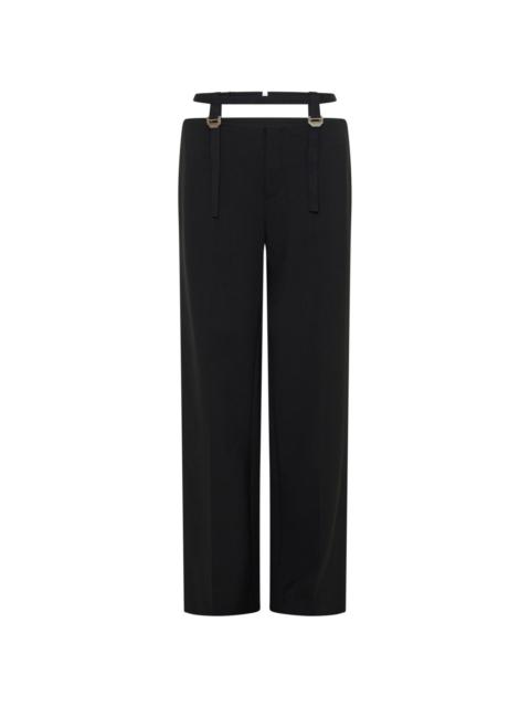 buckled-waist cut-out trousers