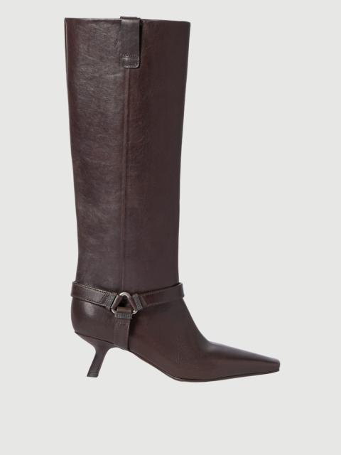 Brunello Cucinelli Riding leather city boots with shiny loops