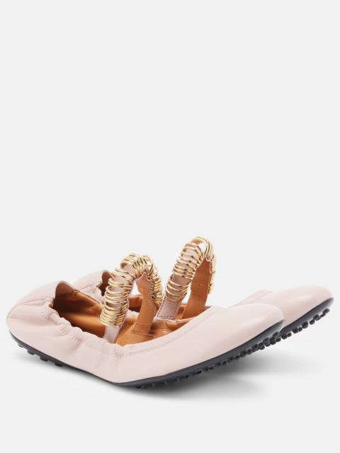 Tod's Dee embellished leather ballet flats