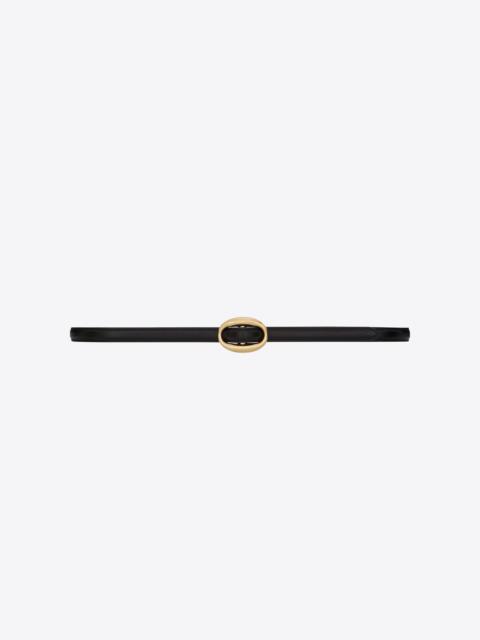 SAINT LAURENT oval buckle thin belt in smooth leather