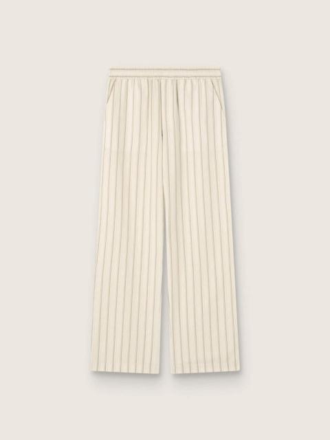 Golden Goose Unisex sweatpants in ecru and sand striped cotton and linen