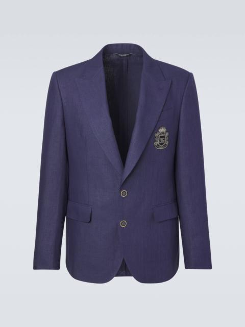 Dolce & Gabbana Logo single-breasted linen blazer