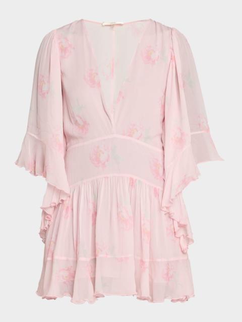 LoveShackFancy Auralie Floral Chiffon Mini Dress