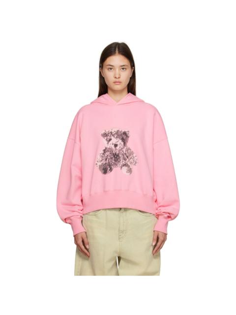 We11done Pink Pixel Teddy Hoodie