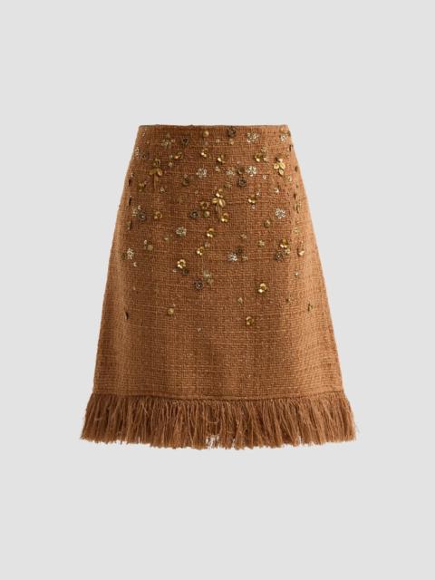 KOBI HALPERIN Women's Marisa Embellished Tweed Knee-Length Skirt - Saddle