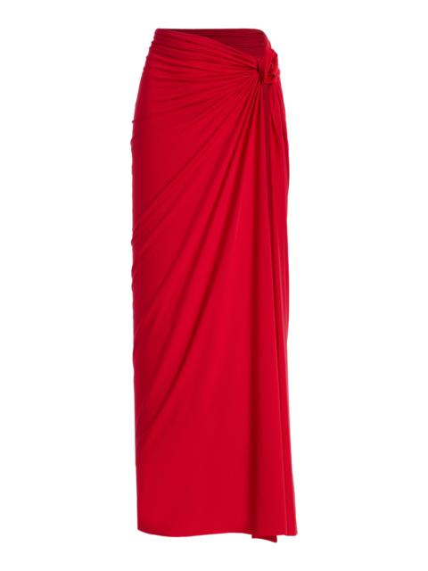 MAYGEL CORONEL Exclusive La Isla Pollera Jersey Maxi Skirt red