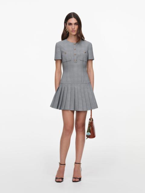 self-portrait Grey Check Pleated Mini Dress