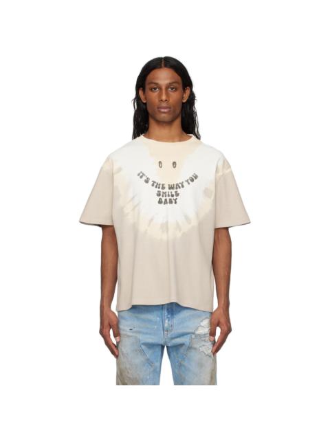MM6 Maison Margiela Taupe & White Tie-Dyed T-shirt