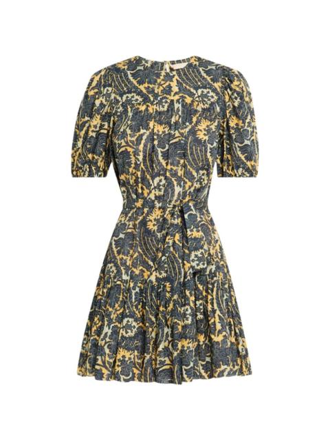 ULLA JOHNSON Rosalie floral belted mini dress