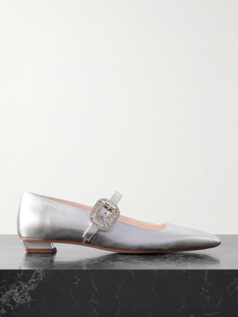 Roger Vivier Belle Vivier 25 Crystal-embellished Metallic Leather Mary Jane Ballet Flats