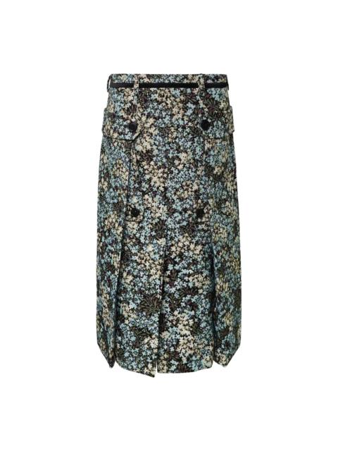 Dries Van Noten Floral Jacquard Straight Midi Skirt