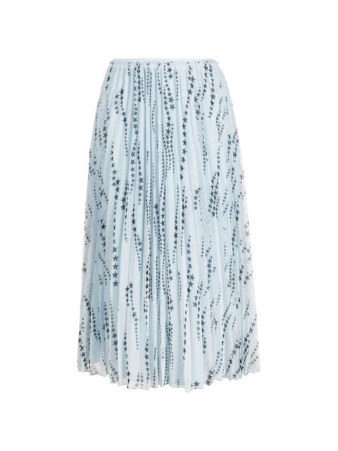 star-print pleated skirt