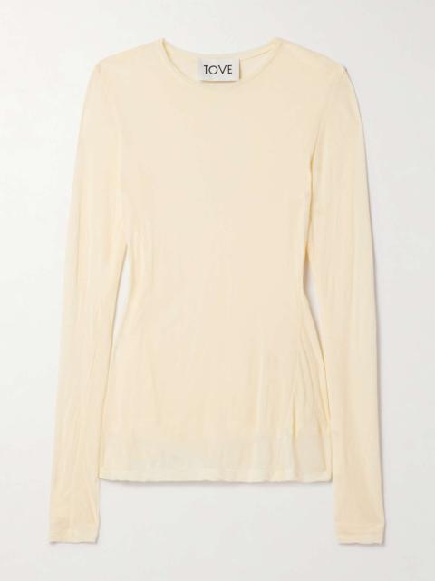 TOVE Rosalie gathered jersey top Pastel yellow
