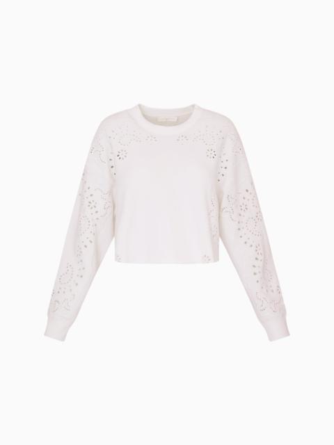 LoveShackFancy Lalo Bandana Eyelet Fleece Pullover